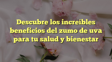 Descubre los increíbles beneficios del zumo de uva para tu salud y bienestar