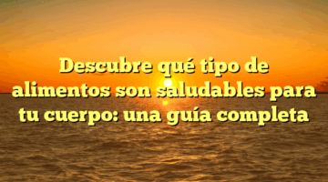 Descubre qué tipo de alimentos son saludables para tu cuerpo: una guía completa
