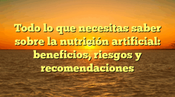 Todo lo que necesitas saber sobre la nutrición artificial: beneficios, riesgos y recomendaciones